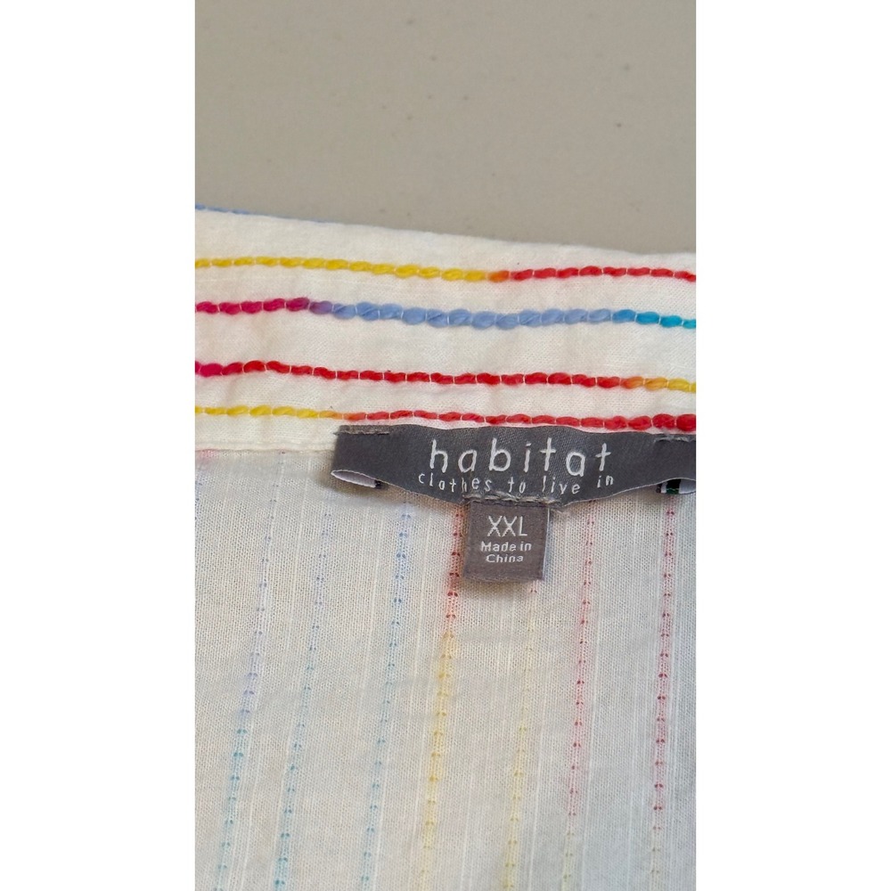 Habitat‎ Button Up Shirt White Multi Rainbow Stripe Cotton Women XXL 45518 - Picture 4 of 8